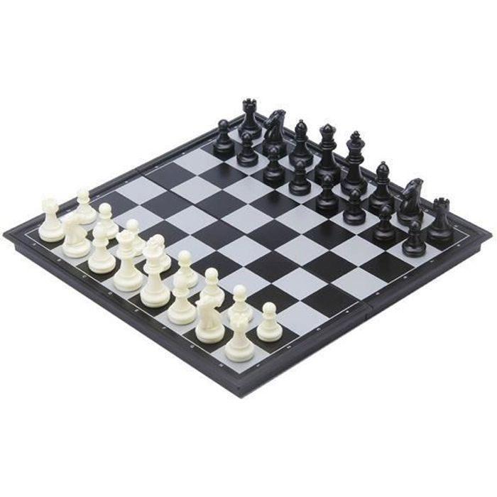 Cestovní hra - Engelhart - Vykoulená kostka/Šachy - 24 cm - Černá/Bílá - Magnetická