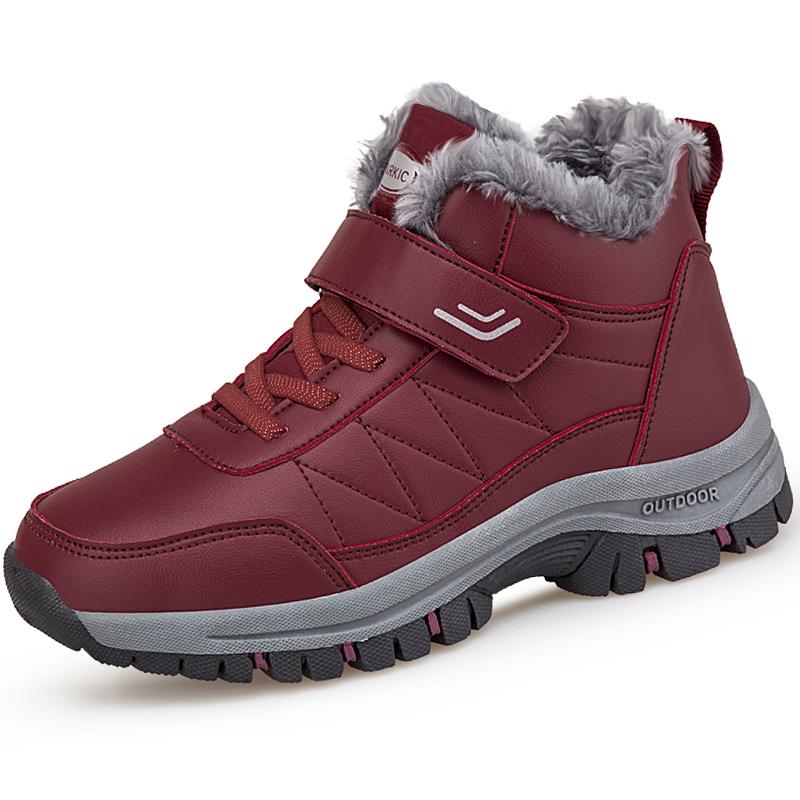 Winter Women Men Boots Waterproof Leather Boots Man Plush Warm Sneakers Man Outdoor Ankle Snow Boots Casual Shoes Big Size