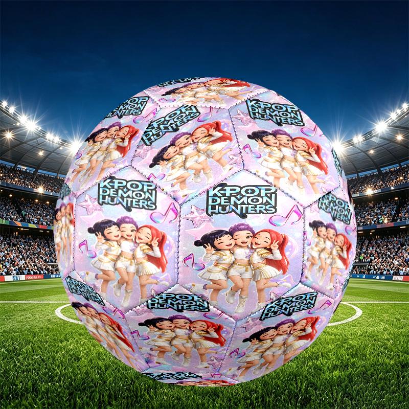 KPop Demon Hunters Druck Größe 5 Fußball, PU Abriebfester Fußball für Spieltraining und tägliches Training, Geburtstagsgeschenk für Fußballfans