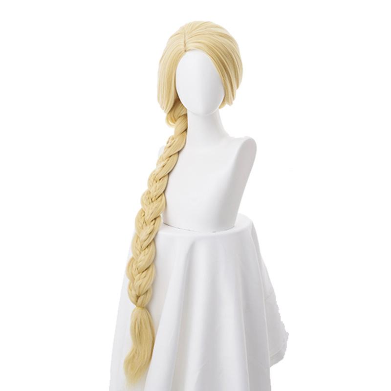 Tangled Prinzessin 120cm 47" Gerade Blond Super Lang Cosplay Perücke Rapunzel Synthetisches Haar Anime Perücke + Perückenkappe KTB