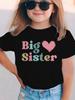 Summer Fashion Girls Short-sleeved T-shirt with Love Cartoon Pattern Printed Casual Versatile Top