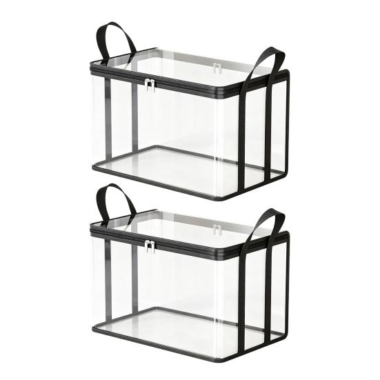 Kleideraufbewahrungsbox, Langlebige durchsichtige PVC-Aufbewahrungsbehälter, mit verstärkten Griffen Doppelreißverschluss-Design, Große Kapazität Feuchtigkeitsbeständige Organizer-Taschen