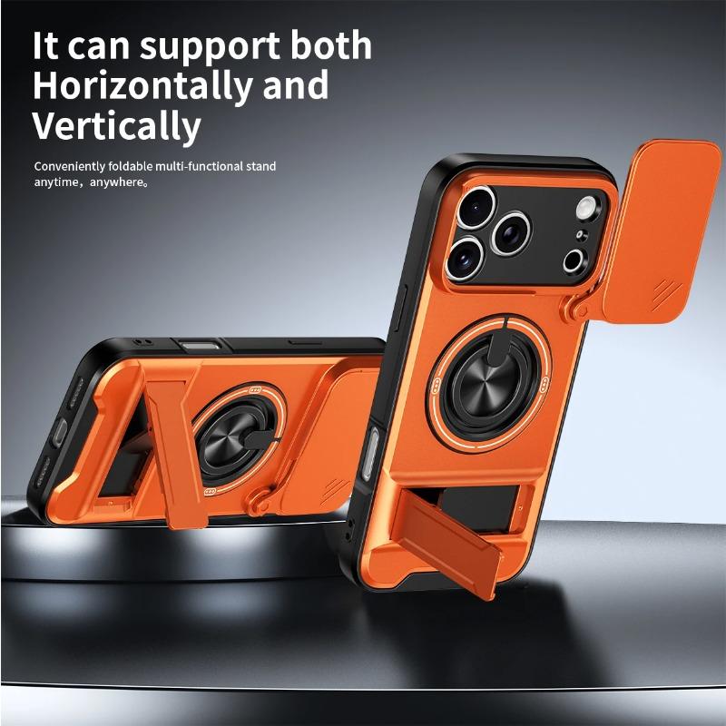 New Case for For Iphone17 Pro Max 16 Pro Max 1 14 13 Slide Camera Protection Upright Kickstand Shockproof Back Magnetic Phone Cover
