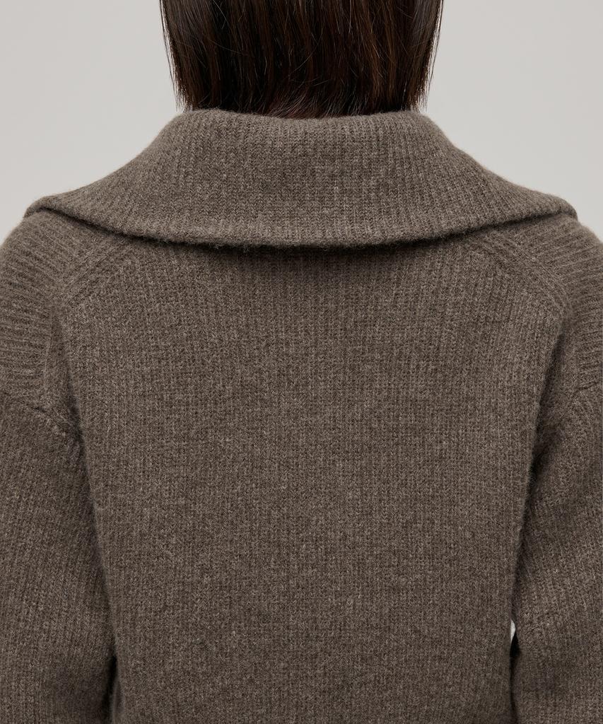 MUSINSA STANDARD WOMAN Women'S Lambswool Ribbed Knit Half Zip [Mocha Brown]