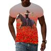 Yaz Erkekler Serin Tarzı At grafik t gömlek Moda Kişilik Hayvan Desen baskılı tişört Hip Hop Harajuku günlük t-shirt