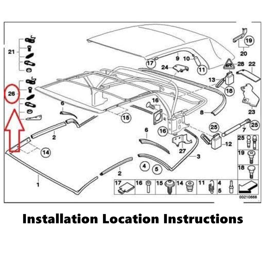 54317135351 Convertible Roof Top C Column Repair Kit For BMW E46 323ci M3 330ci 325ci 2000-2006 Sunroof Assembly Repair Kit