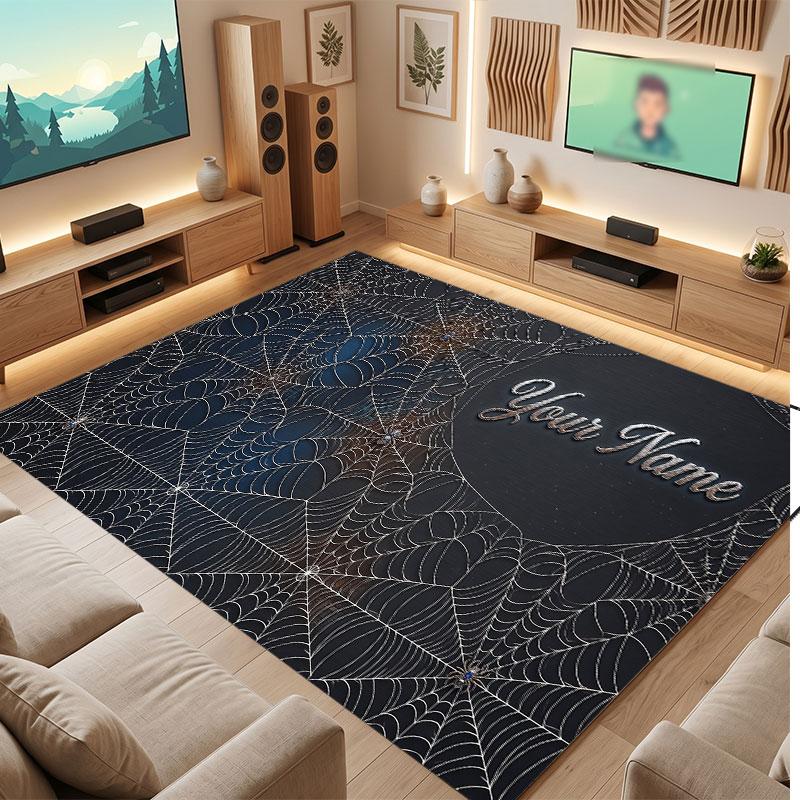 Decorative Artwork Theme Crystal Velvet Floor Rug Personalized Custom Name Text Warm Carpet Home Decoration