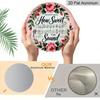 2D Flat, 1pc Vintage Circular Metal Sign, 8x8 in, Pink Floral Wreath & "How Sweet The Sound" Inspirational Quote - Aluminium Wall Decor for Home