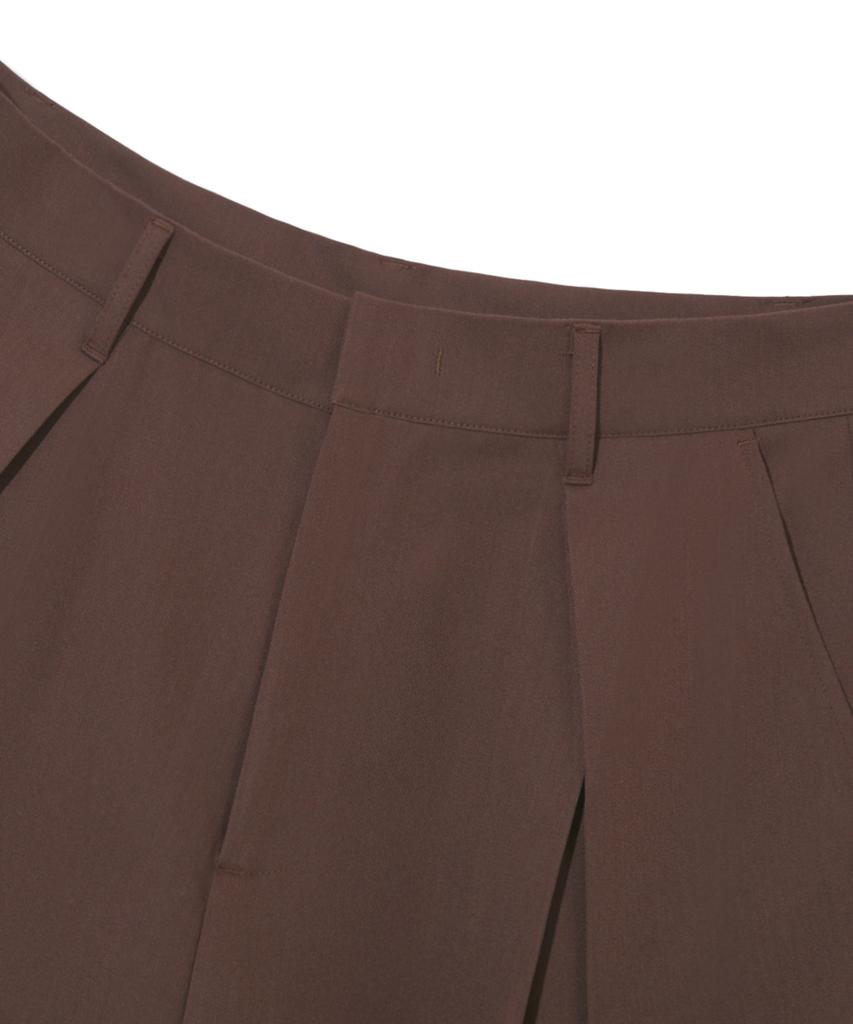 TRILLION Front V-Tuck Wide Slacks [Brown]