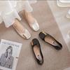 Flat Sole Single Shoes for Women with Small Leather Solid
