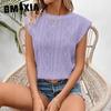 Summer Women's Crew-neck Jacquard Short Sleeve Loose T-shirt Vest Women