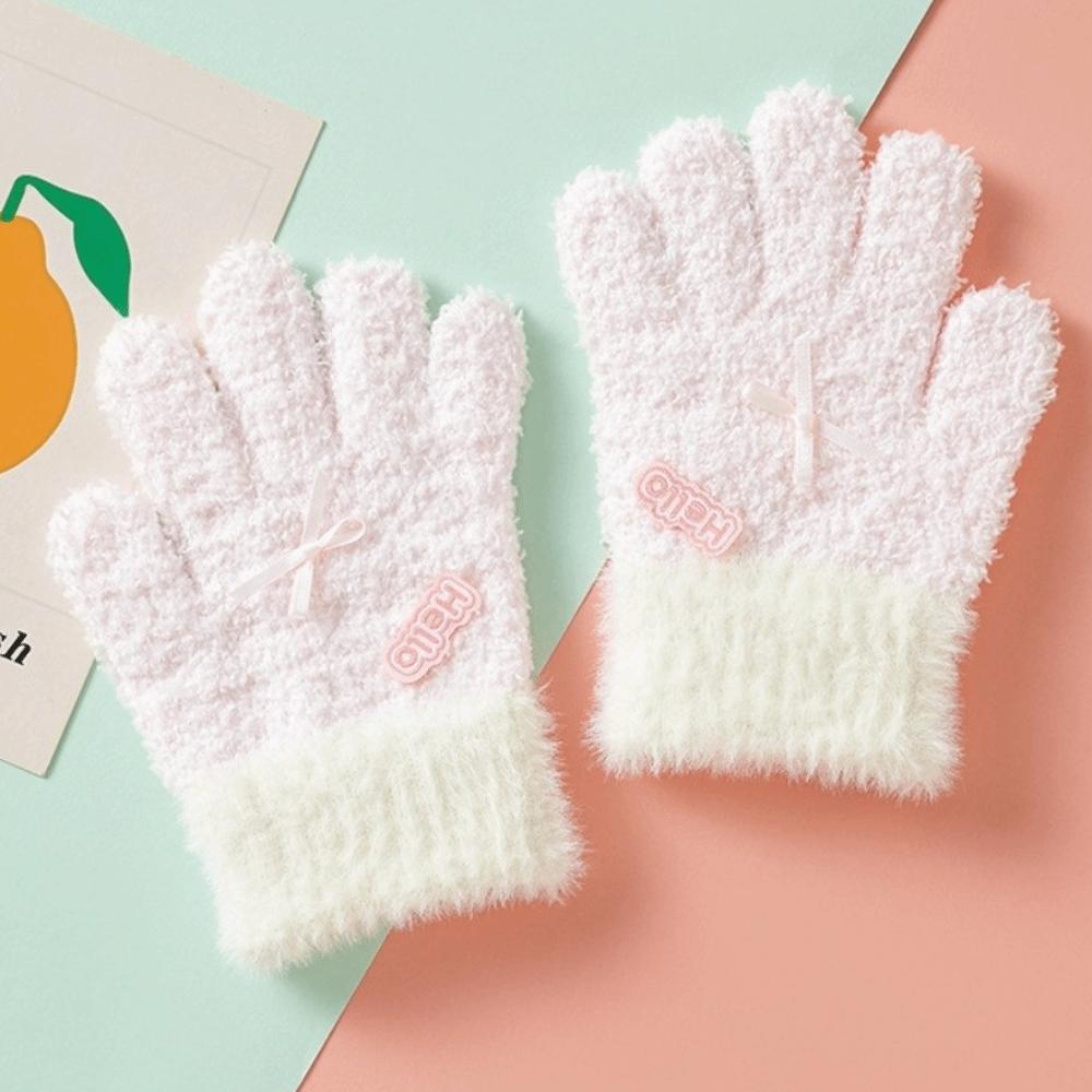 Warm Cuffs Children's Knit Gloves Knitted Full Finger Mittens for Young Children