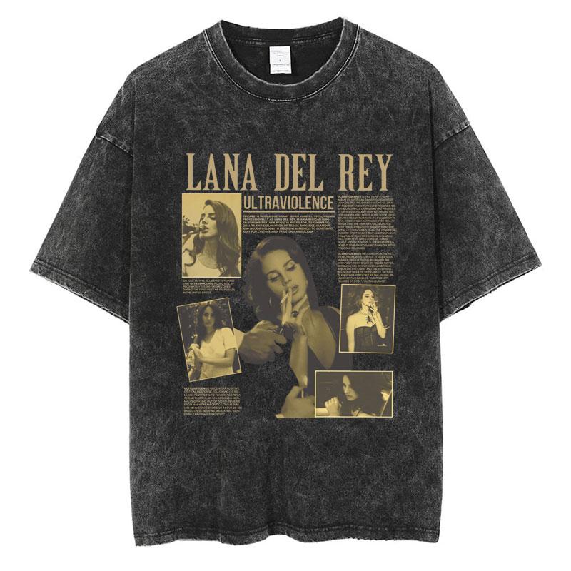 S Singer Lana Del Rey Washed TShirt Harajuku Men Women Retro ShortSleeve Fashion TShirts Oversized Cotton Tees Streetwear