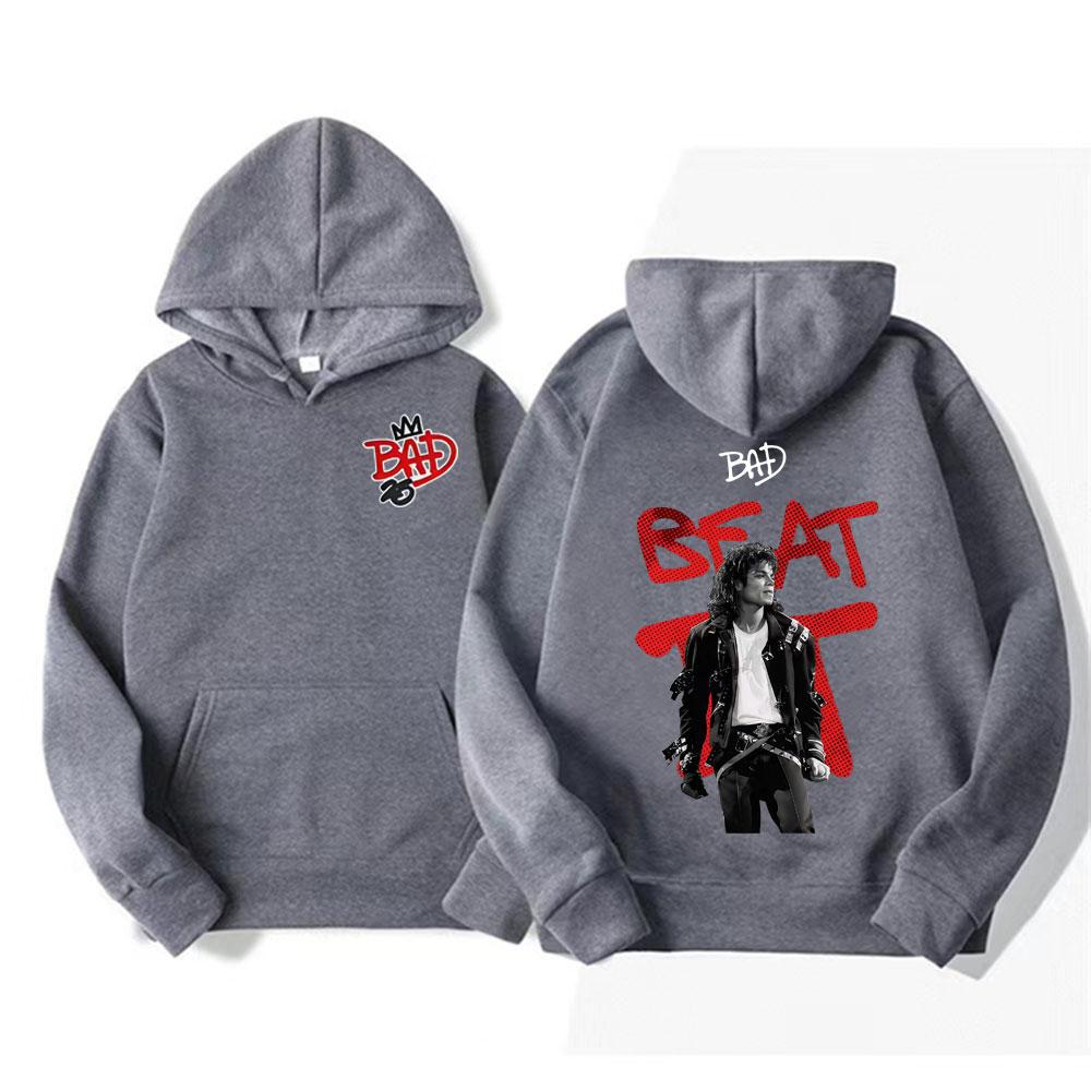 Król Popu Michael Jackson Bluzy z Kapturem z Ery Bad dla Mężczyzn Kobiet Bluza Wysokiej Jakości z Długim Rękawem z Kapturem