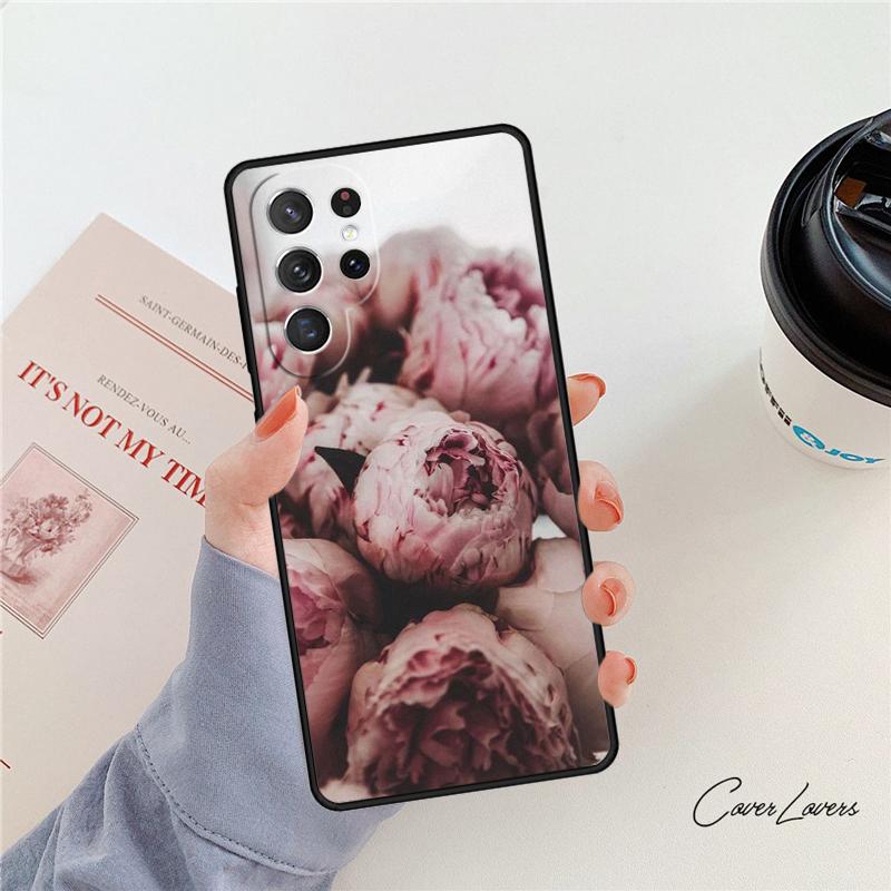 Peonies Beautiful Flower Phone Case For Samsung Galaxy S24 S25 S23 S22 Ultra Note 10 20 Plus S20 S21 FE Cover