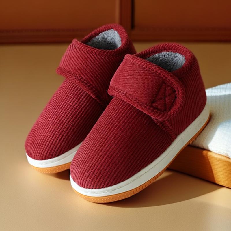 Jungen Winter rutschfeste Kuhsehnensohle Baumwollschuhe, verdickte Sohle, Klettverschluss, warme Hausschuhe für drinnen/draußen für Damen