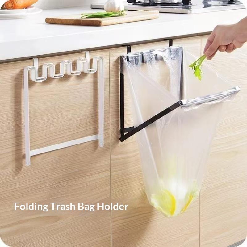 Foldable Garbage Bag Hanging Rack Kitchen Rubbish Holder Over Cupboard Door Trash Holder Kitchen Accessories