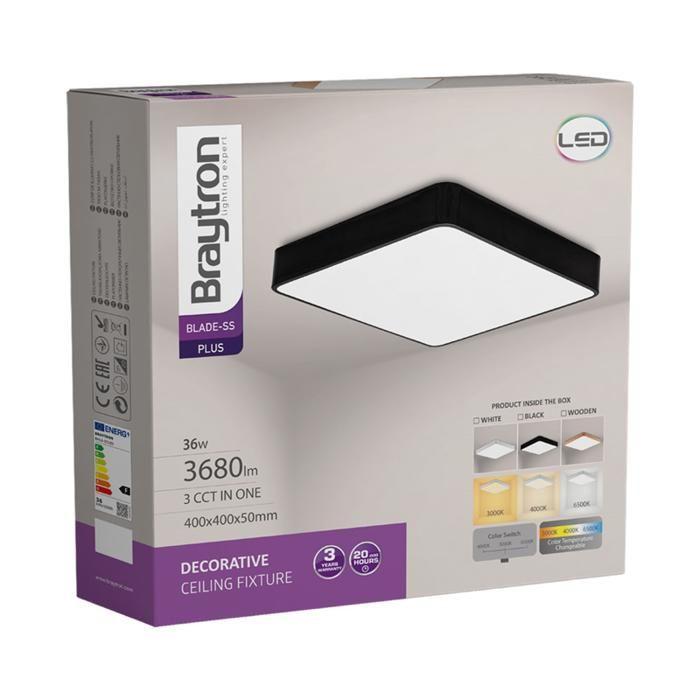BRAYTRON Blade-S2 LED Ceiling Light, Black, 3-in-1, 36W, Metal