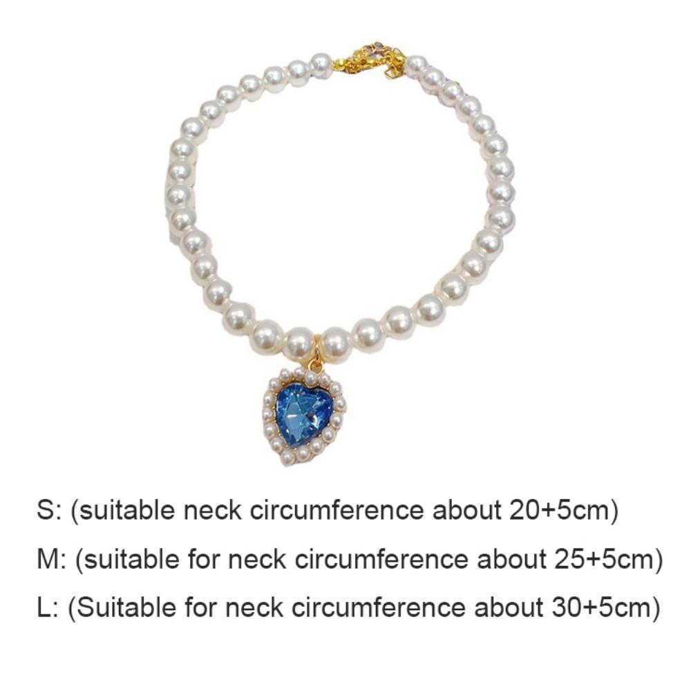 Decorative Pet Pearl Necklace Artificial Pearls/Metal Adjustable Pet Bling Princess Collar Colorful Rhinestones Cat Collar