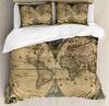 Compas Soft Duvet Cover Set, Marine Discovery Art, Decorative 3 Pieces Beding Set featuring 2 Pilow Shams, Twin Ful Quen King-Sized Dimensionsd