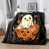 1pc Cartoon Ghost & Pumpkin Halloween Blanket Cartoon Throw for Home Decor, Gift Idea, Room Decoration, Living Room, Travel, Camping