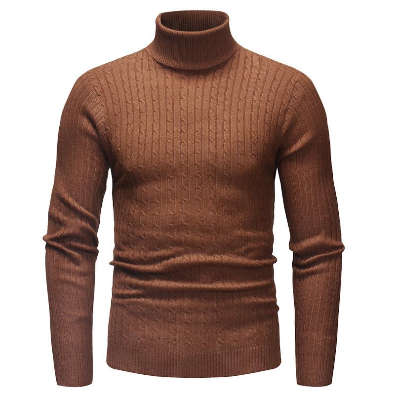 Tröja Höst och Vinter Herr Polotröja Stickad Tröja Slim-fit Underdel