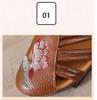 Fashion New mid heels sandals woman summer genuine leather shoes for women embroidered floral sandal retro heeled shoes hook loop pumps