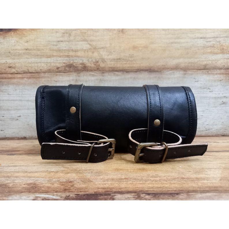 leather motorcycle tool bag saddle bag black leather pouch motorcycle round small leather bag for bike