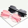 Cat Eye Sunglasses Rimless Sun Glasses for Women Trendy Transparent Candy Color Eyewear Fashion Party Costume Accessories