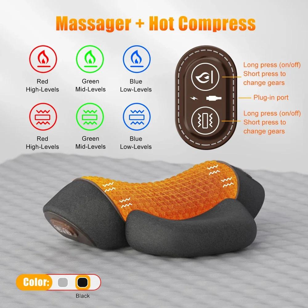 Durable And Safe Electric Neck Massager Pillow Cervical Stretcher Heating Vibration Massage Back Traction Orthopedic Sleeping Pillows Support