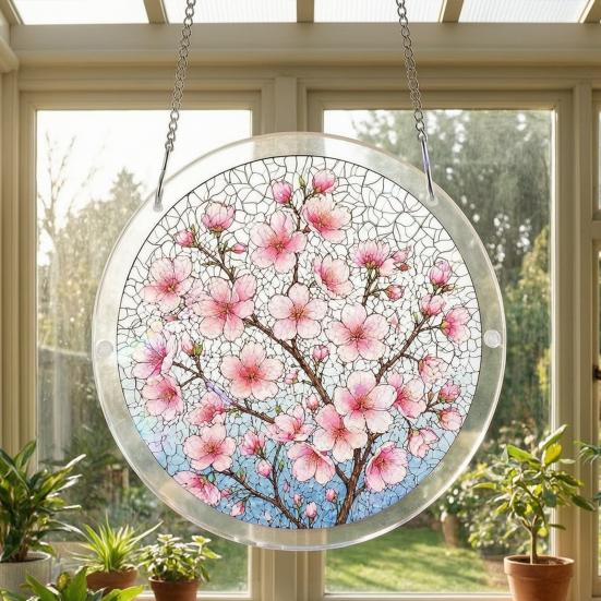 Attrape-soleil Puzzle Acrylique 83 Pièces Kit Créatif Attrape-soleil DIY pour Adultes Ornement Suspendu Vitrail pour Décoration Maison Jardin