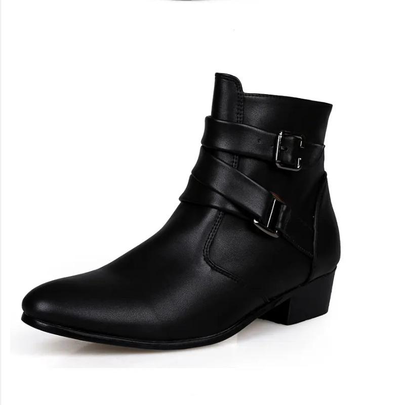Large Size New Men's Shoes Fashionable Casual Leather Boots Trendy Men's Martin Boots Leather Shoes