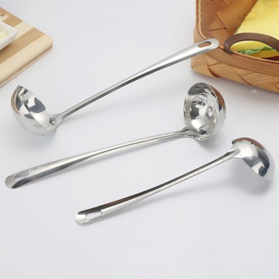 Colander Soup Spoon Anti-scalding Long Handle Thick Stainless Steel Strainer Skimmer Porridge Hot Pot Spoon Cooking Tools