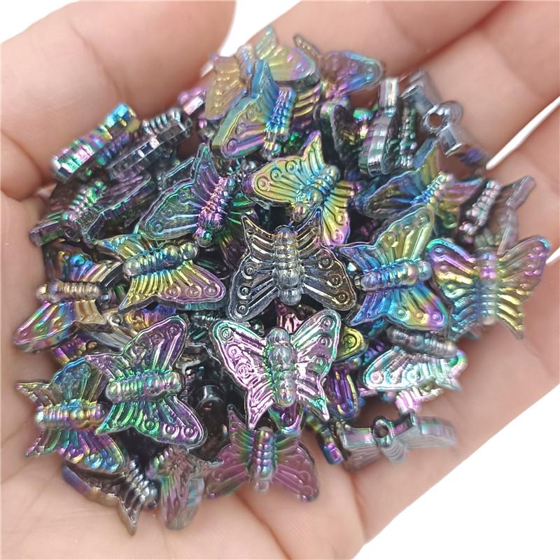 Squisiti accessori fai da te fatti a mano Perline a farfalla multicolori Bracciale realizzato in acrilico colore AB Neacklce con foro 20 pezzi Accessori manuali