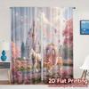 Set Of 2 Modern Flat Printing Curtains Without Rod Fantasy Kingdom Ride Fashionable Durable Polyester Fabric Curtain