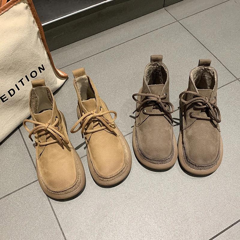 Boots Woman Winter 2023 Ankle Boots Sneakers Snow Boots Women Platform Shoes Comfortable Round Head Low Heel Elegant Autumn Punk