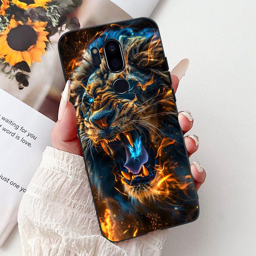 För LG G7 ThinQ Fodral Svart Silikon Söt Katt Mode Blommor Cool Målad Baksida För LG G7ThinQ Telefonfodral LMG710EM