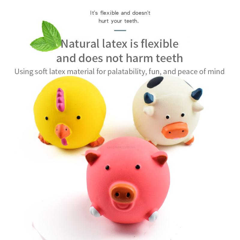 Pet Vocal Dog Toy Durable Dog Chew Toys Pigs Cows Chickens Tough Squeaky Dog Grinding Teeth Toys Pet Latex To Clean Teeth Toys