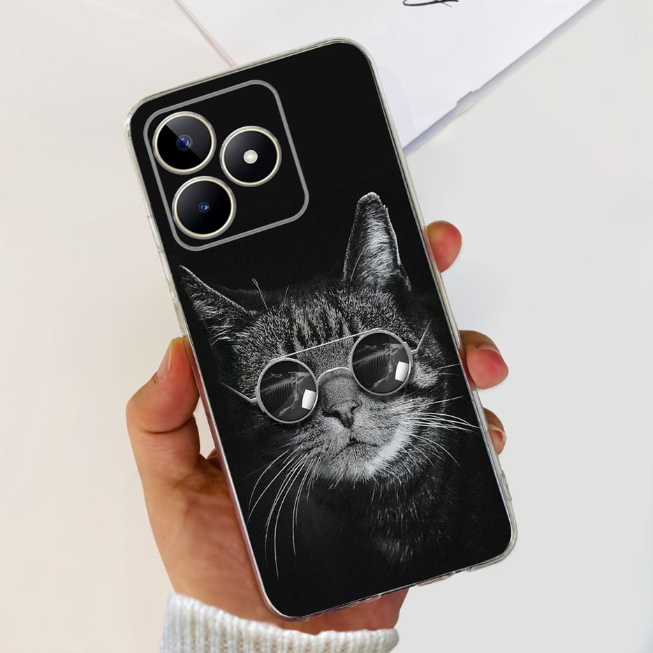 For Realme Note 50 Case RMX3834 Cute Cat Painted Cover Soft Silicone Phone Case For Realme Note 50 Note50 Back Cover 6.74'' Bags