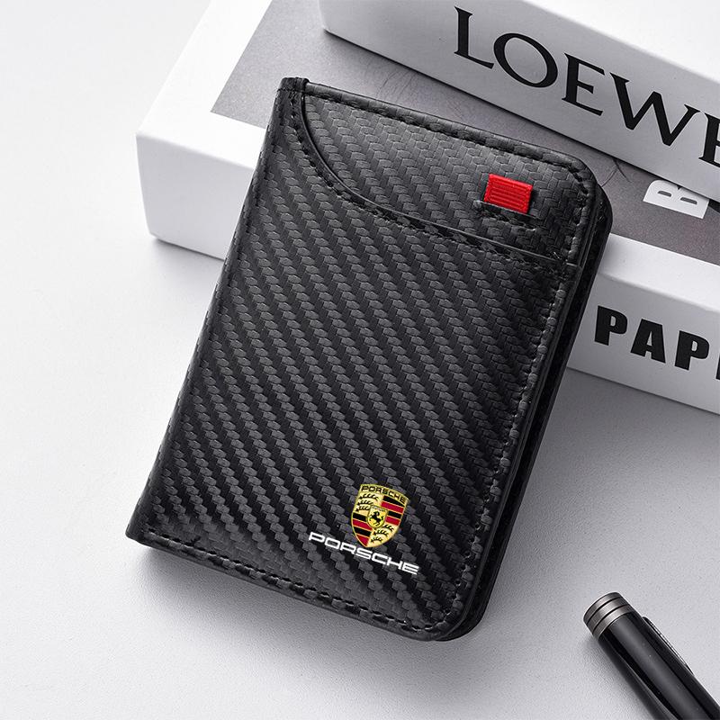 Portafoglio Portadocumenti ID Passaporto Portacarte in Fibra di Carbonio per Porsche 911 Cayenne 918 Pajun 718 Panamera Macan Accessori