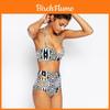 Elegant Retro Polka Dot Women's High Waist Bikini Set Stylish Rose Swimwear