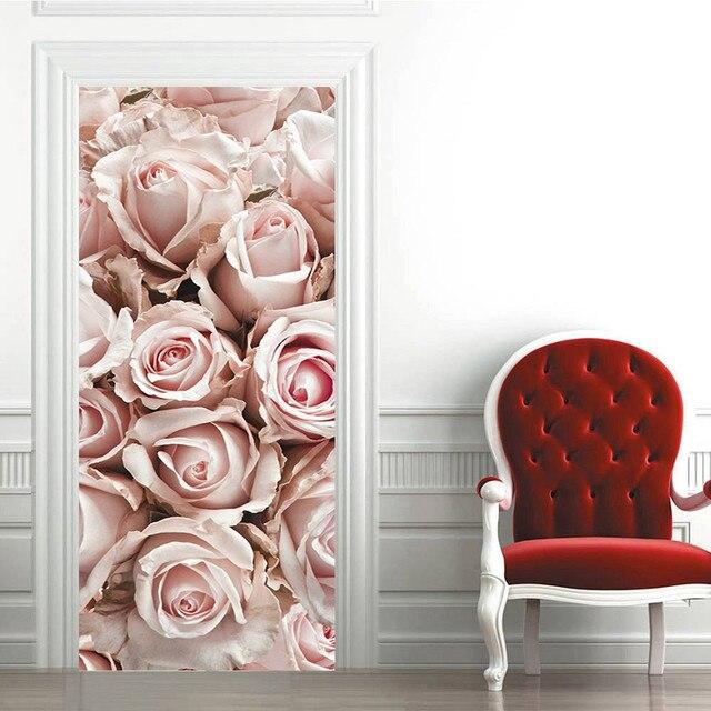 Woodn Splicing Door Sticker Wood Creative Retro Self-adhesive 3D DIY Wallpaper Murals Pegatina Para Puerta Room Decoration Porte