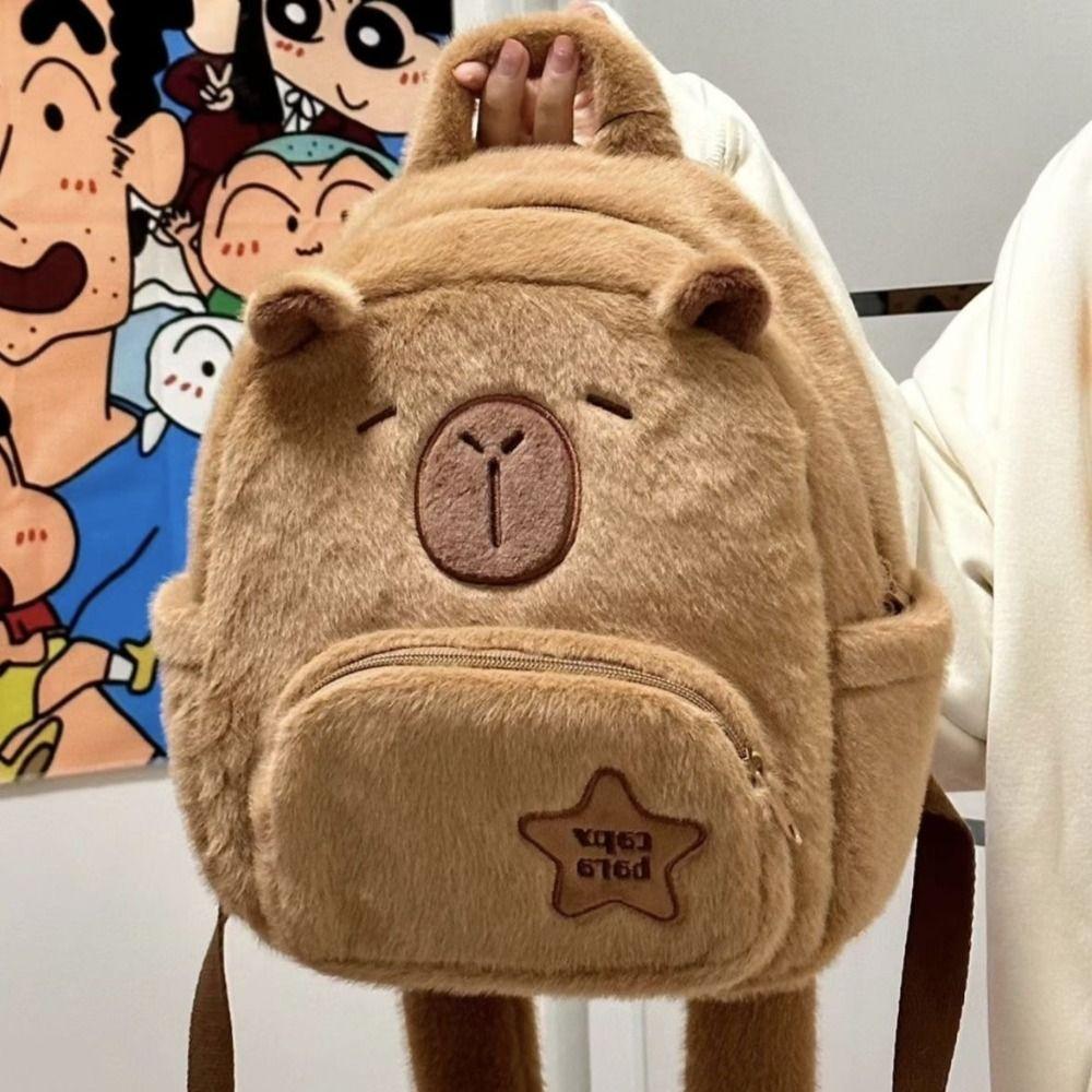 Capibara Pluche Tas Crossbody Tas Cartoon Kawaii Herfst Winter Veelzijdige Cartoon Rugzak Grappige Capibala Crossbody Pluche Tas