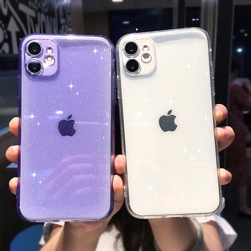 Popular application iPhone12Pro fine hole glitter eye protection TPU mobile phone case Apple 11 candy color soft case