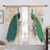 Blue Peacock Including Flower Peafowl Curtains for Living Area Premium Bedchamber Divider Left and Right 2panel