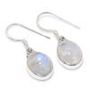 Natural Rainbow Moonstone Gemstone 925 Solid Sterling Silver Earring 1.25" I5A09