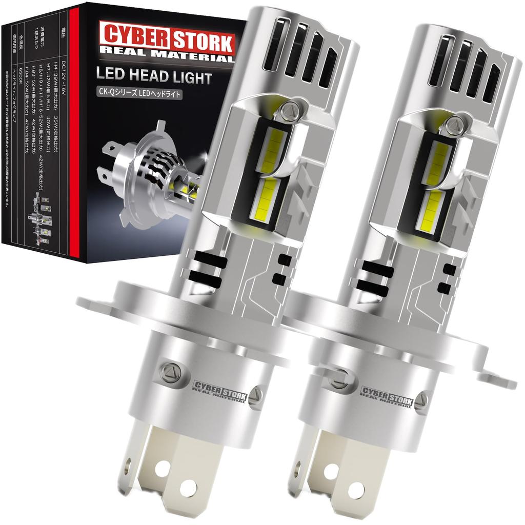 CYBERSTORK (Japanese Manufacturer) H4/H19 LED Headlights, 128,800cd, White, Vehicle Inspection Compliant, 6200 Lumens, Wireless Installation, 6500K, E