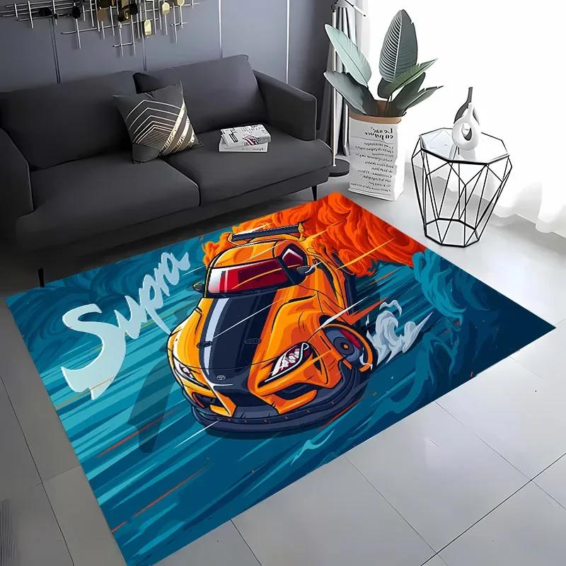 Klassischer Rennwagen-Teppich, 3D-HD-Druck, für Wohnzimmer, Schlafzimmer, Sofa, Fußmatte, rutschfest, Dekoration, Alfombra Geschenk