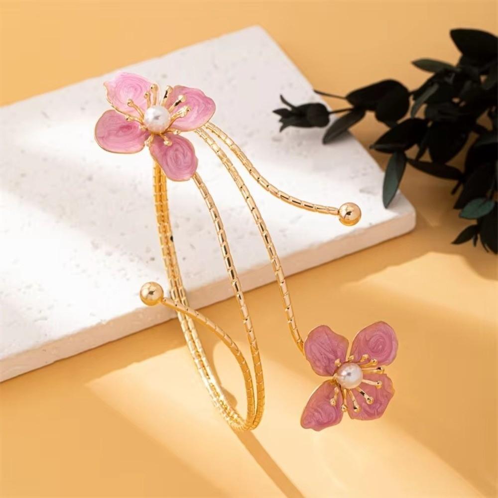 New Elegant Flower Upper Arm Bracelet Enamel Glaze Craft Jewelry Gift Flower Cuff Bracelet Vintage Open Arm Ring For Women Girls
