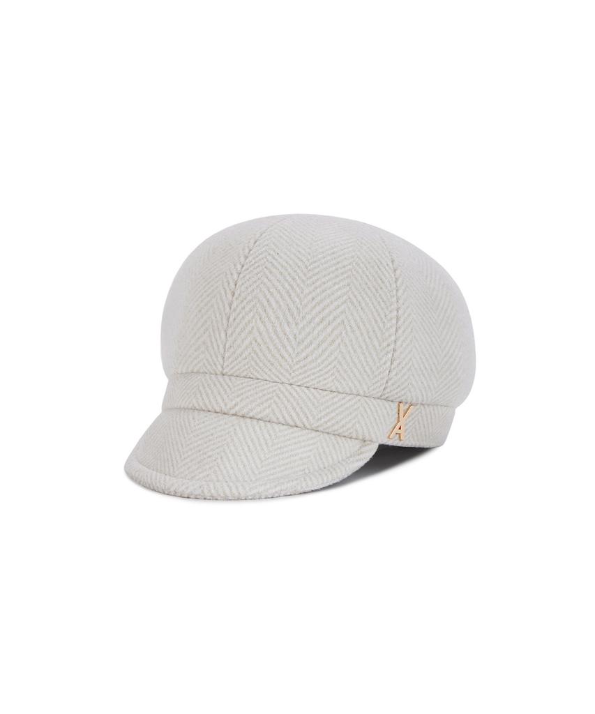 Bajal Va Studded Herringbone Slim Newsboy Cap Ivory